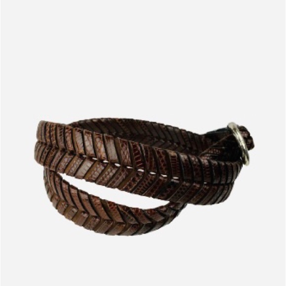 MEZLAN "AO2794" Brown All-Over Genuine Lizard Belt - Picture 5 of 11